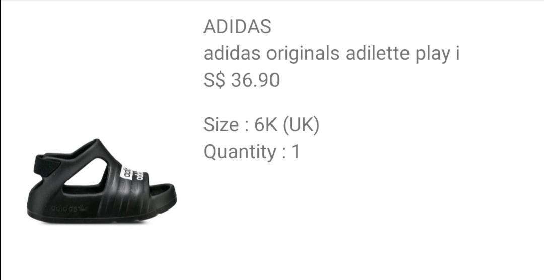 TD Adidas Originals Adilette Play Black Sandals Black White