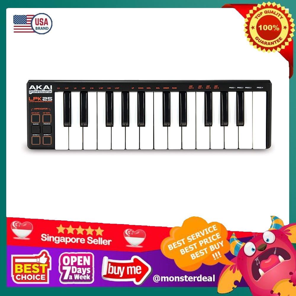 AKAI Professional LPK25 USB MIDI Keyboard controller with 25 Velocity