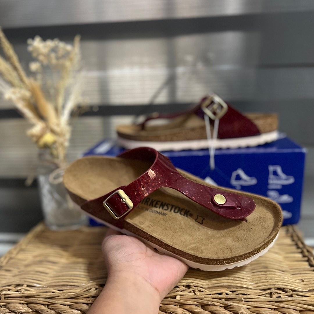Birkenstock Gizeh Patent Bordeaux Snake Women s Fashion Footwear Flats Sandals on Carousell