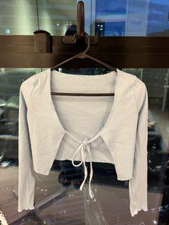 blue tie front top