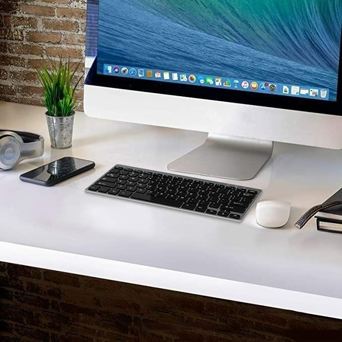 BoYata Wireless Keyboard Stainless Steel Ultra Slim Keyboard with Type ...