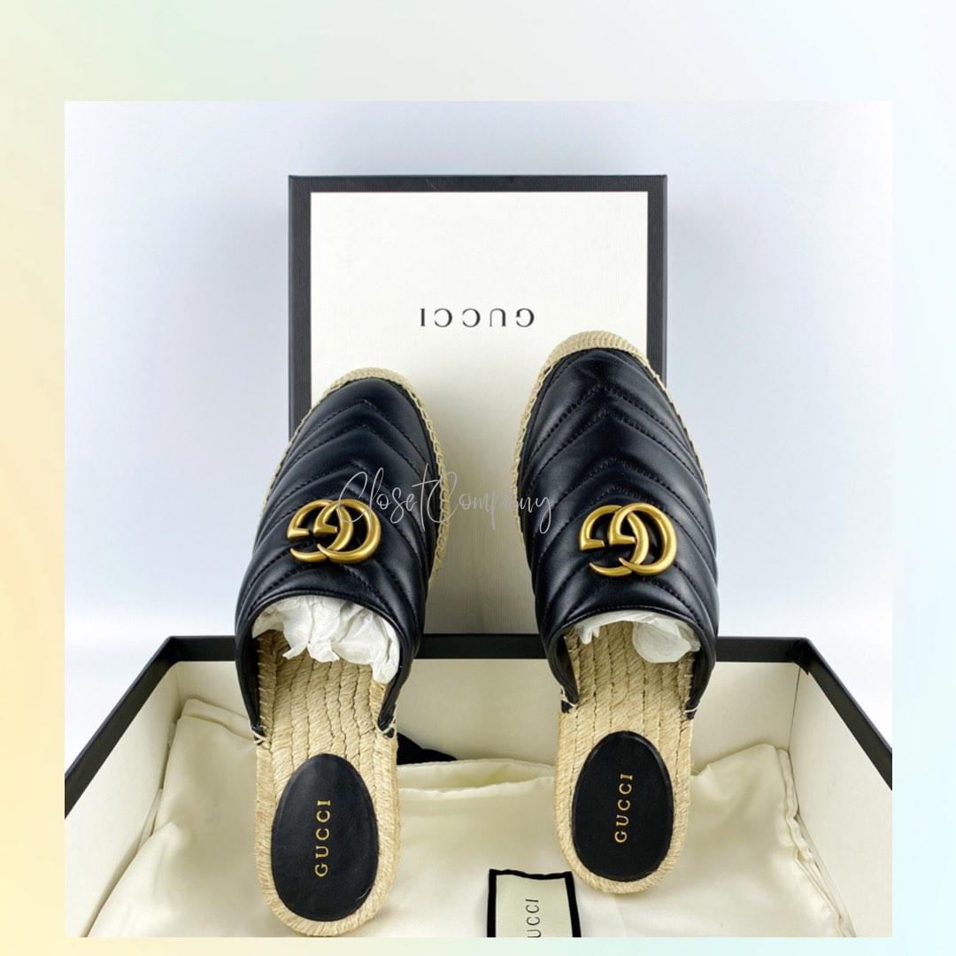 Brand New Gucci GG Slip On Mule Marmont Black Size 37.5 EU 24.5cm