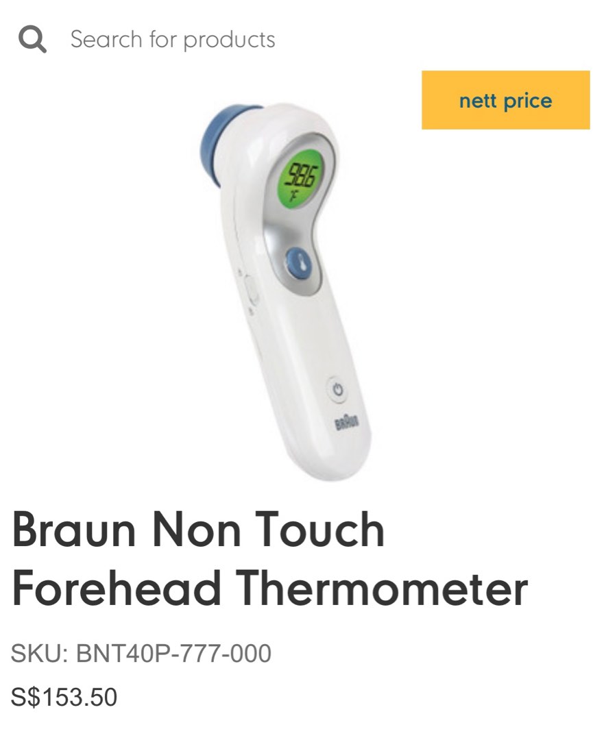 Braun Non Touch Forehead Thermometer, Health & Nutrition, Thermometers on  Carousell