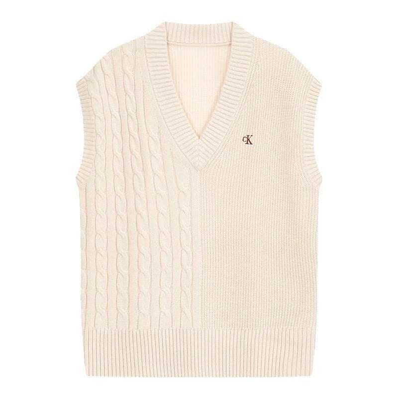 Calvin Klein CK Logo Embroidery Knitted Vest, Women's Fashion, Tops, Other  Tops on Carousell