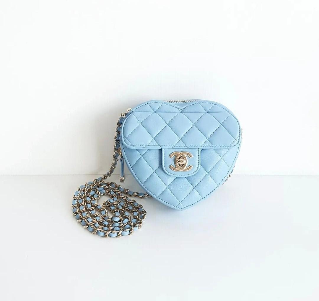 Chanel small heart Bag blue Lamb series 31, Luxury, Bags & Wallets on  Carousell