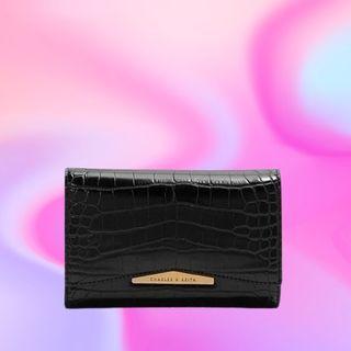 Charles&Keith CK Black Croco Mini Wallet