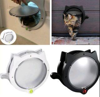 CIRCULAR KITTY CAT FLAP DESIGN WITH HEAD AND TAIL / CAT FLAP / CAT DOOR / PET FLAP / FREEDOM DOOR WITH LOCKING SYSTEM TO CONTROL PETS ACCESSIBILITY