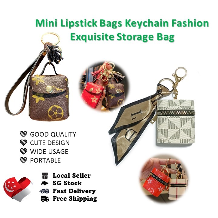 Creative Luxury Leather Mini Lipstick Bags Keychain Fashion Exquisite  Storage Bag Car Key Chain Pendant Women Accessories Gift - Key Chains -  AliExpress