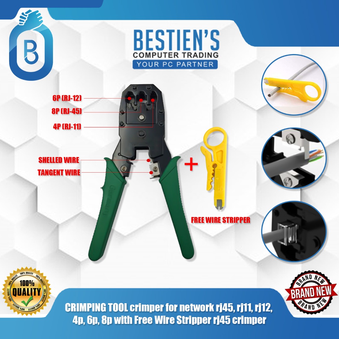 CRIMPING TOOL crimper for network rj45, rj11, rj12, 4p, 6p, 8p with