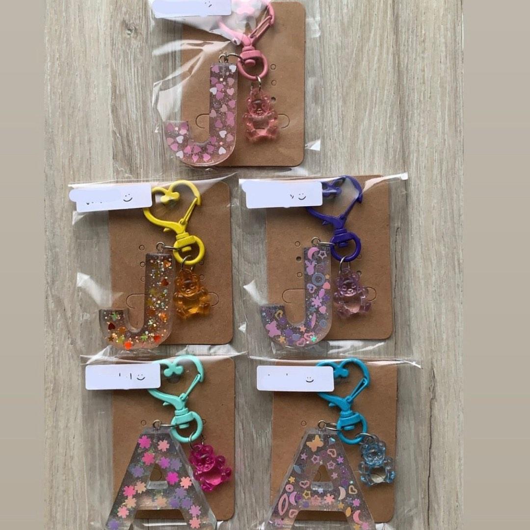 Customisable Floral Resin Alphabet KeyChain, Hobbies & Toys, Stationery