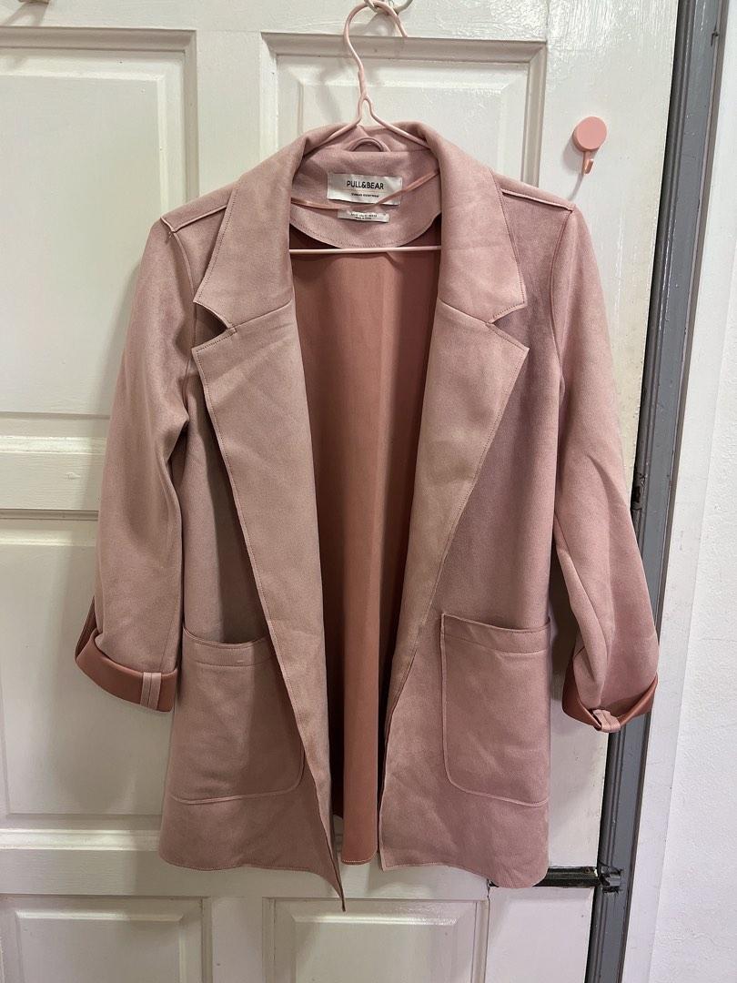 Pull and bear pink coat discount