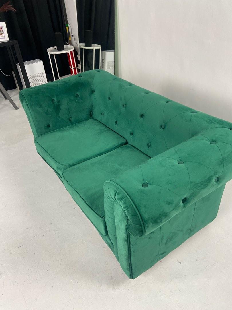 Emerald Green Couch (2 Seater), Furniture & Home Living, Furniture