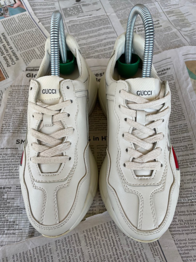rhyton glitter gucci leather sneaker
