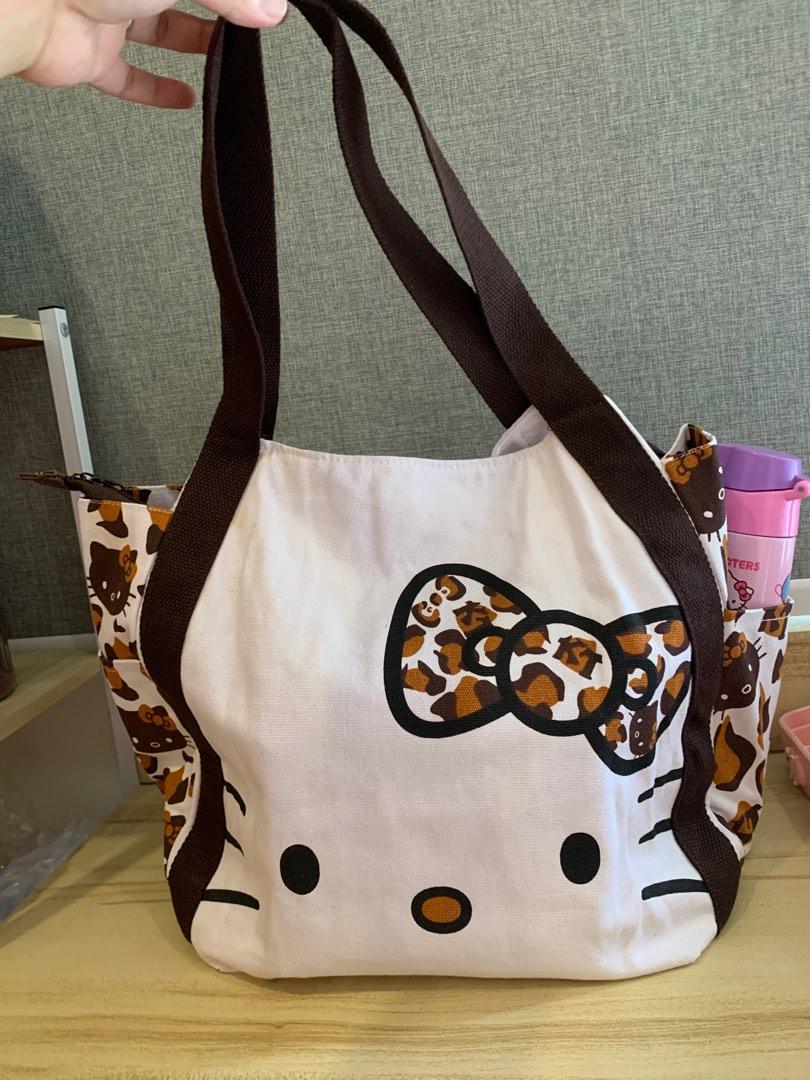 Hello Kitty Leopard Print Design Tote Bag with Zipper, Women's Fashion ...