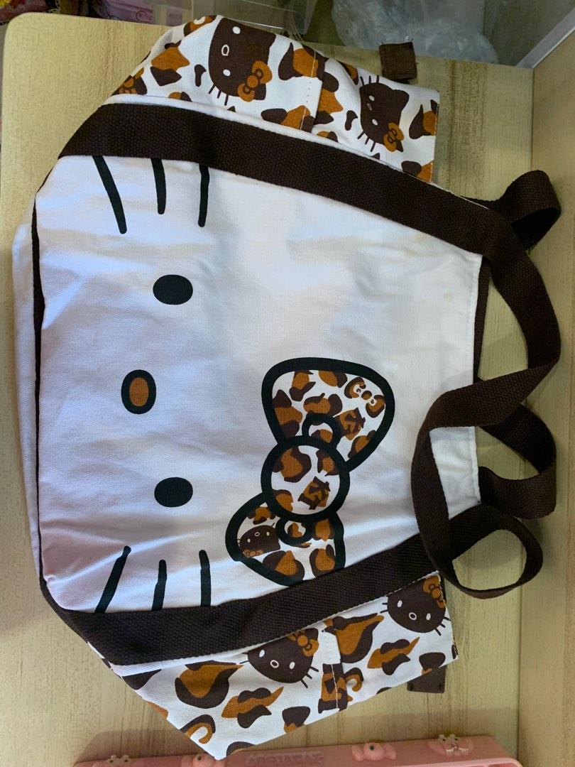 Hello Kitty Leopard Print Design Tote Bag with Zipper, Women's Fashion ...