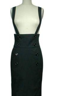 High Waist Suspender Pencil Skirt (Black)