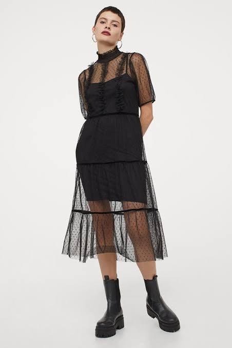 H&m black mesh dress clearance