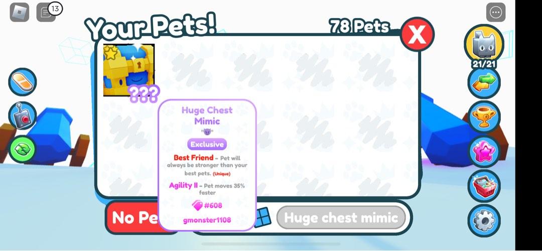 HUGE CHEST MIMIC PET SIMULATOR X 100 CLEAN, Video Gaming, Video Games