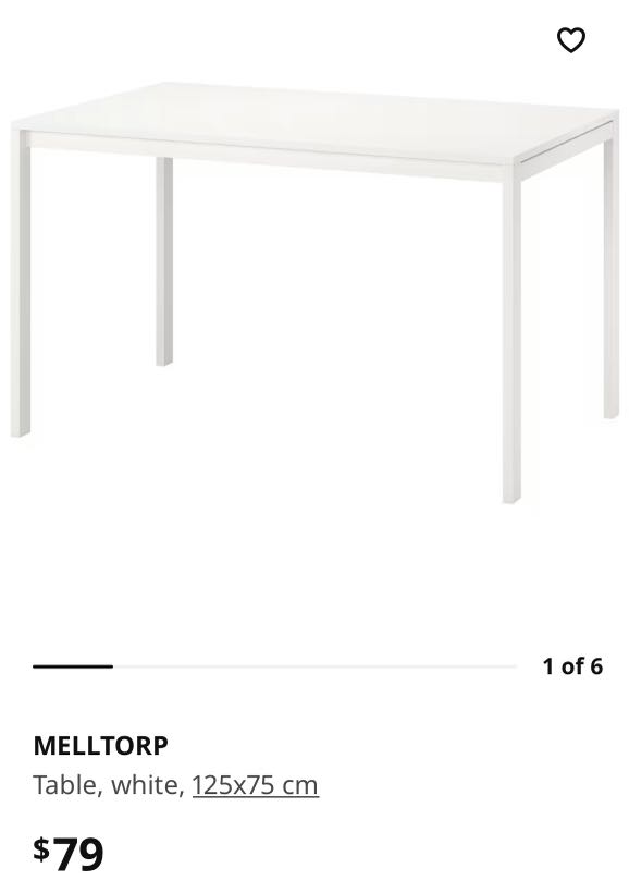 IKEA Table (Melltorp) white, Furniture & Home Living, Furniture
