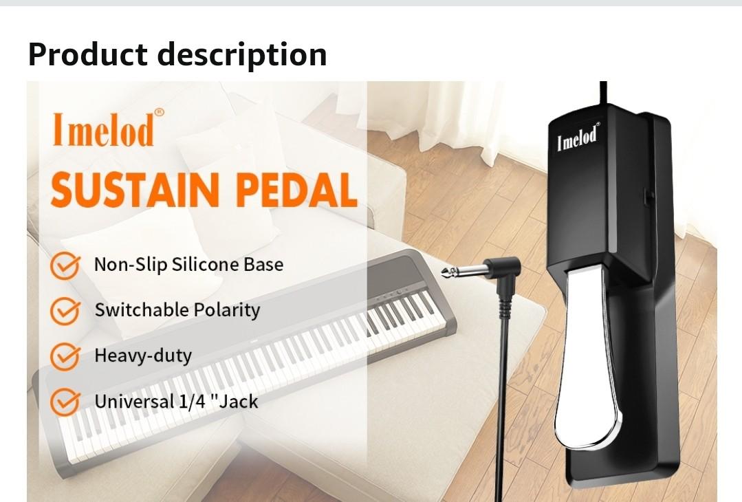 Imelod Digital Piano and Keyboard Sustain Pedal for Yamaha,Roland,Casio,Korg ,Behringer,Moog - Universal Foot Pedal Black, Audio, Portable Audio  Accessories on Carousell