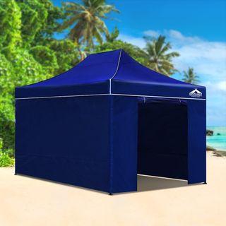 Instahut Gazebo Pop Up Marquee 3×4.5m Folding Wedding Tent Gazebos Shade Blue