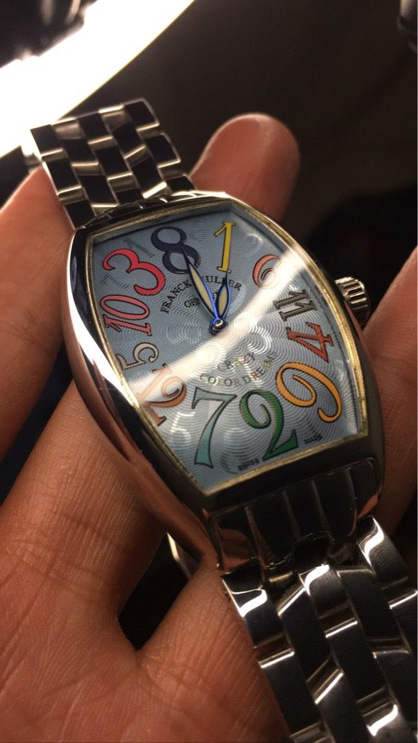 Jam tangan franck muller crazy hours dial blue automatic movt