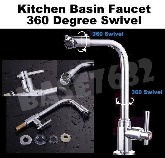 Kitchen Basin Sink Water Tap Faucet Single Handle 360 degree ...