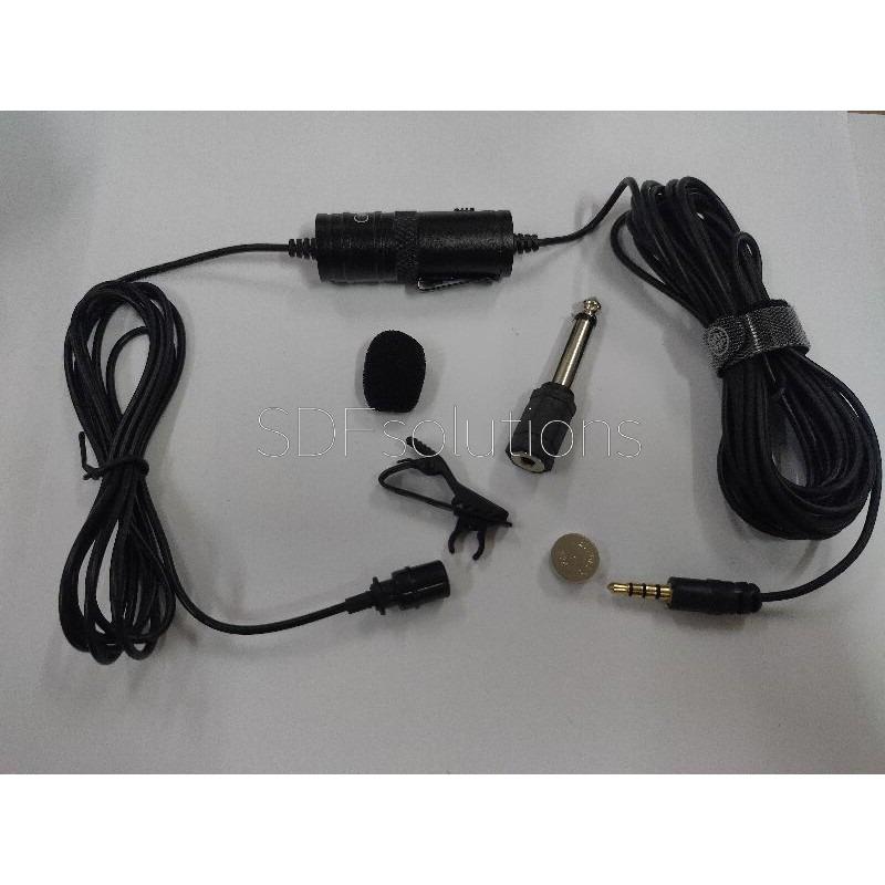 Lavalier Microphone Micro-Cravate (Category: Microphones) located in Manila. Submitted by sdfsolutions (Listing ID 1185069922, Image 2). Description: Clip-On Mic for Smartphones, DSLR, Camcorders Audio recorders, PC etc. Omni direction condenser microphone High-quality condenser is ideal for video use Low handling noise Includes lapel clip. LR44 battery, foam windscreen, 1/4" adapter Specifications Transducer: Polar Pattern Frequency Range Signal