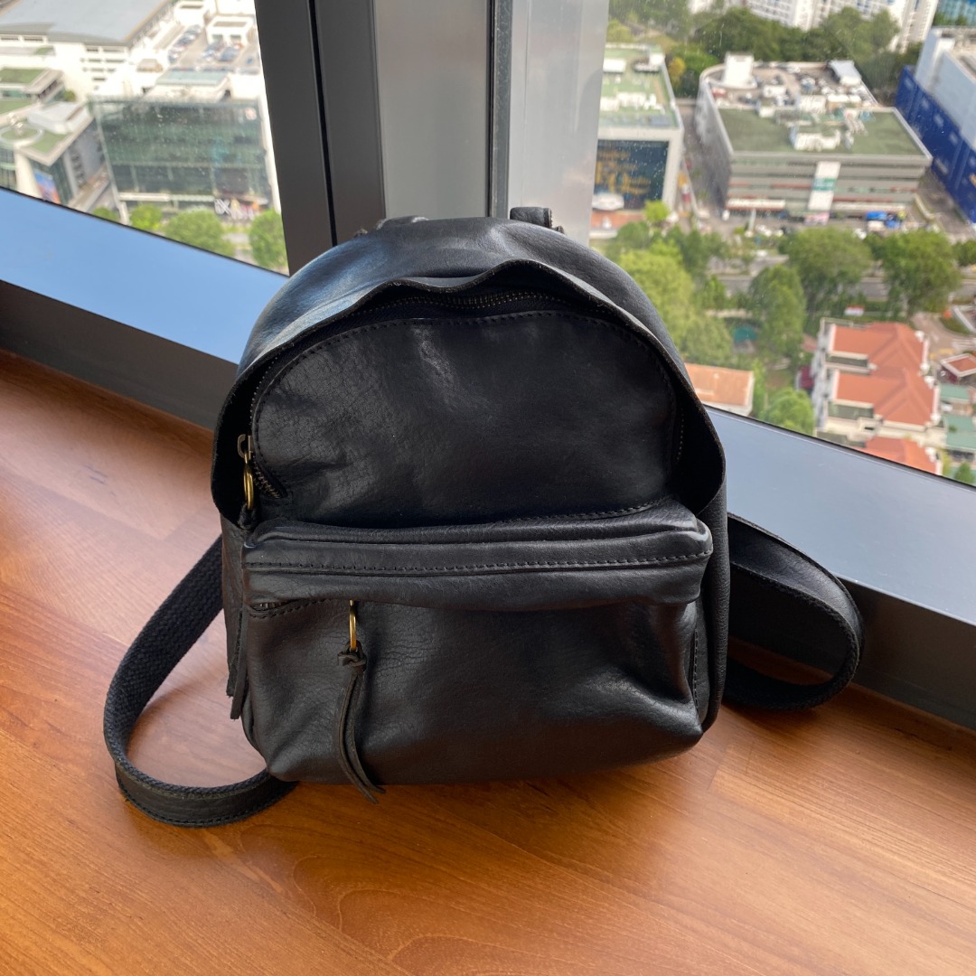 Madewell Black Leather Lorimer Mini Backpack Women s Fashion