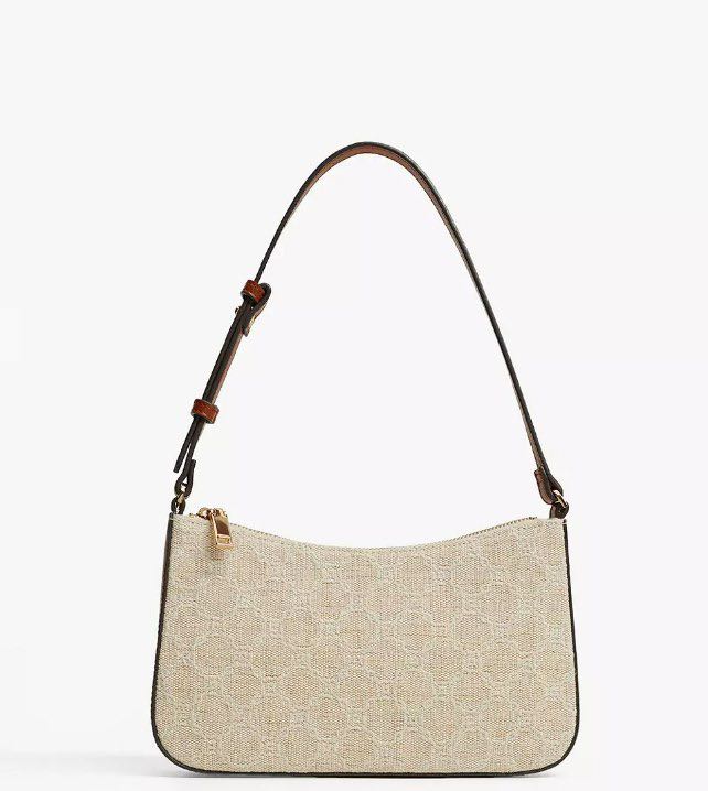 Mango Jacquard Baguette Shoulder Bag Natural White Women s