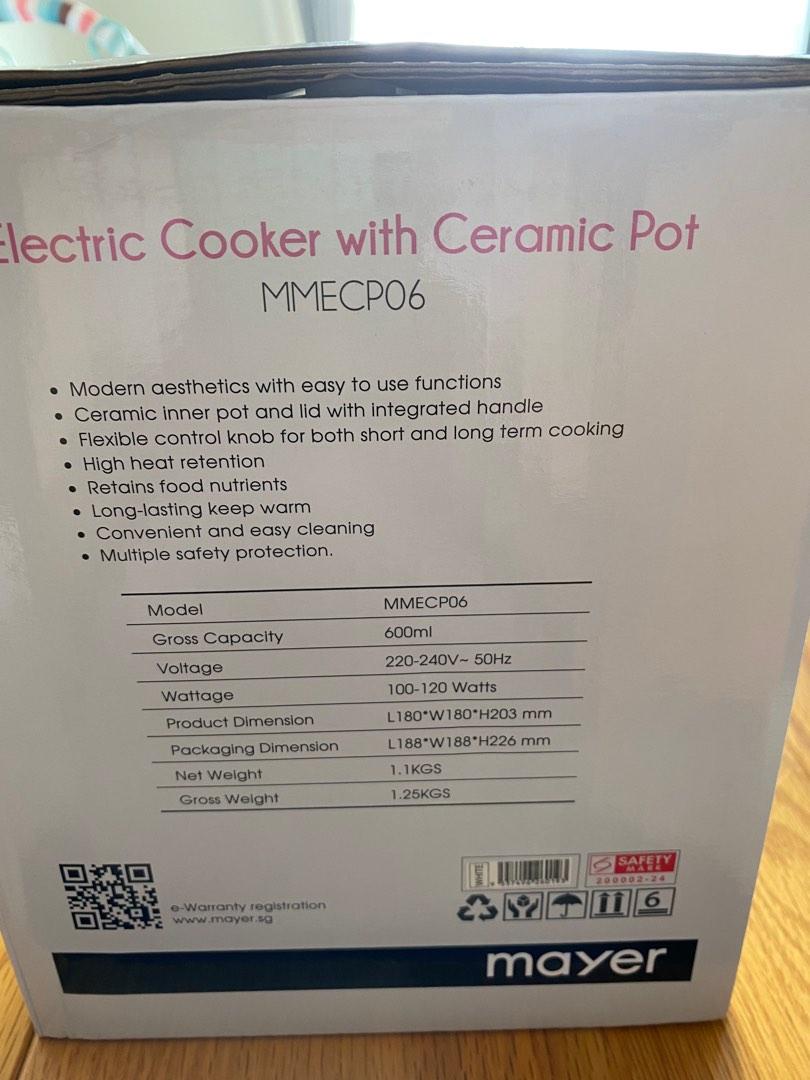 Mayer Electric Cooker with Ceramic Pot, TV & Home Appliances, Kitchen