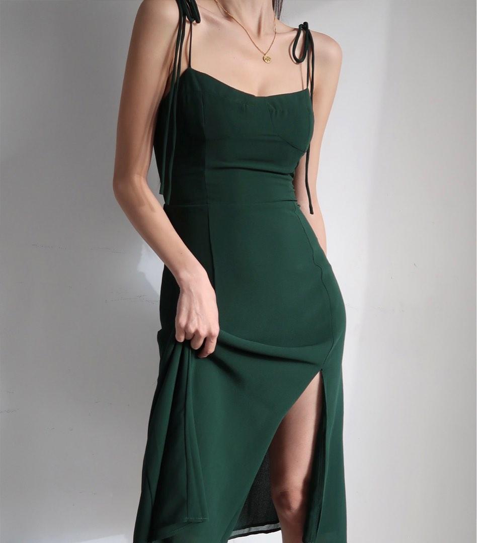 Flowy emerald green dress hot sale