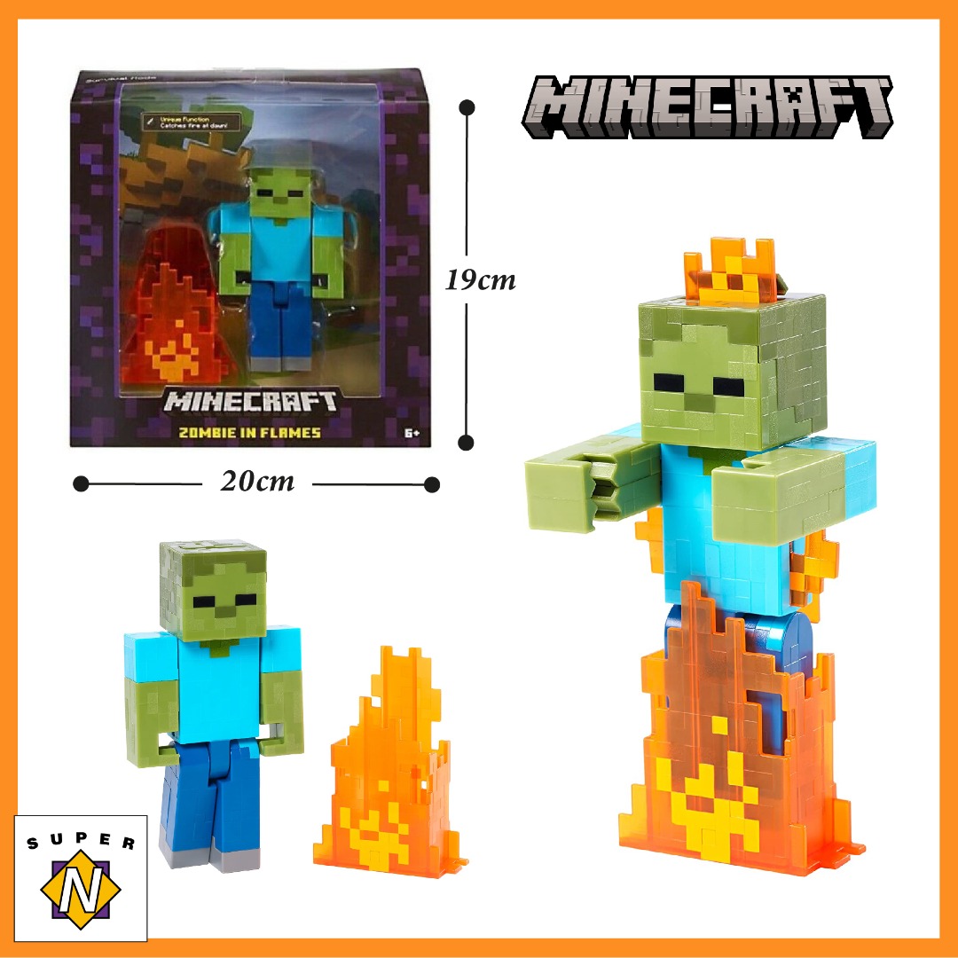 MOJANG x MATTEL - Minecraft Survival Mode Zombie in Flames Action