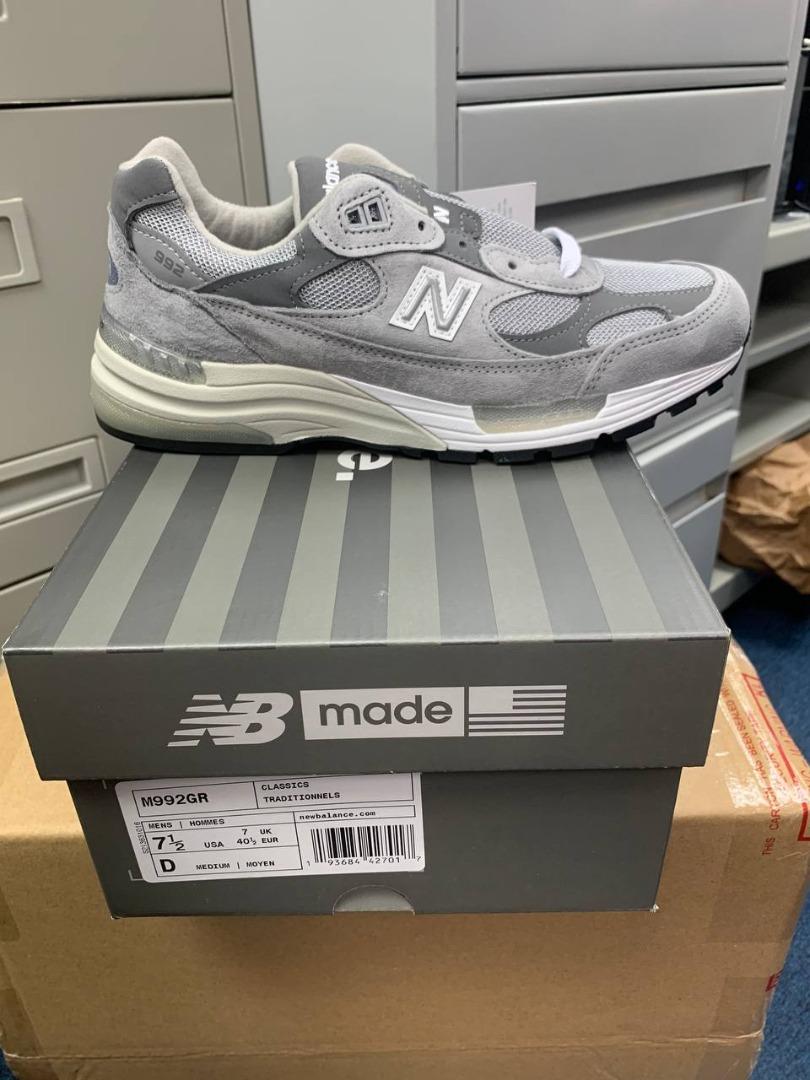 New Balance 992 Grey M992GR US7.5, US8.5, 男裝, 鞋, 波鞋