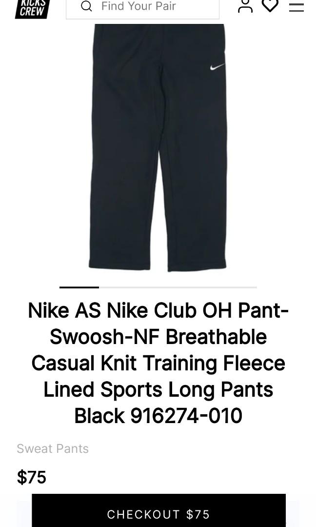 Nike AS Nike Club OH Pant-Swoosh-NF Breathable Casual Knit Training Fleece  Lined Sports Long Pants 'Black' - 916274-010