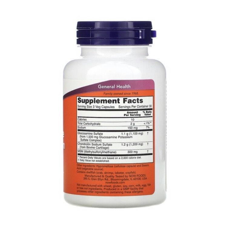 NOW Glucosamine & Chondroitin with MSM 90 capsules expiry date 07/2026