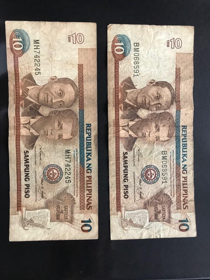 Old 10 peso bills (Category: Currency) located in Rodriguez. Submitted by mbongscloset (Listing ID 1185061172, Image 1). Description: 3 paper bills available .
