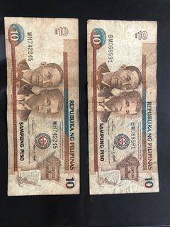 Old 10 peso bills