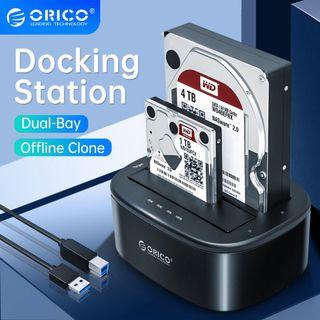 ORICO Dual Bay HDD Docking Station with Offline Clone SATA to USB 3.0 HDD Clone Docking for 2.5/ 3.5  SSD HDD Enclosure
