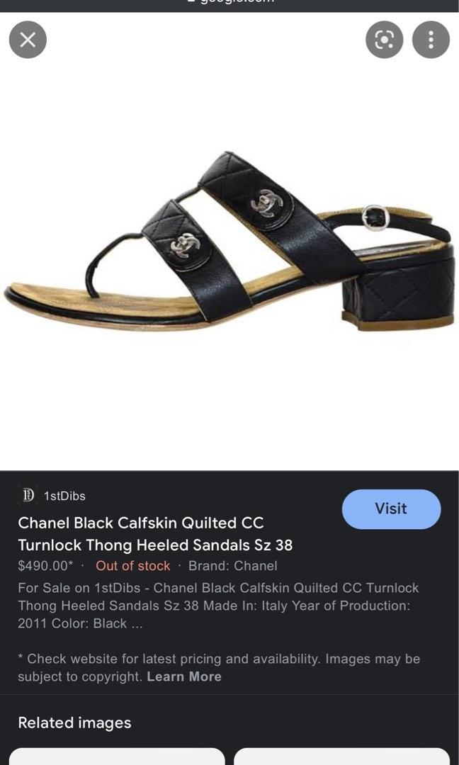 ORIGINAL CHANEL QUILTED LEATHER CC TURNLOCK SANDALS SHOES HEELS