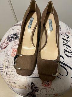 Original Prada low-heeled suede shoes
