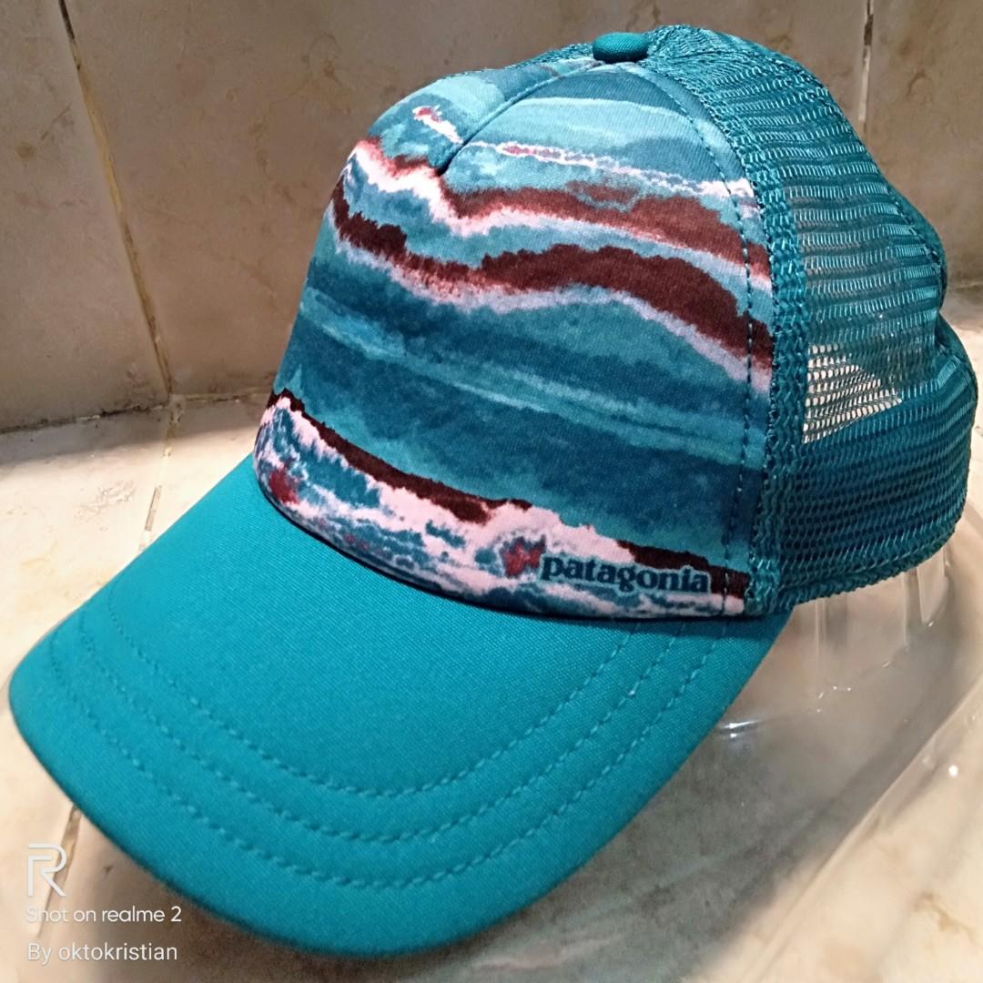 PATAGONIA Wave Worn Interstate blue tosca trucker hat jaring cap topi bekas original