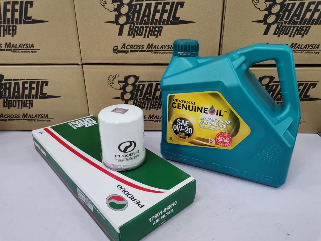 Perodua 0W/20 3L Fully Synthetic Engine Oil / Oil Filter / Air Filter