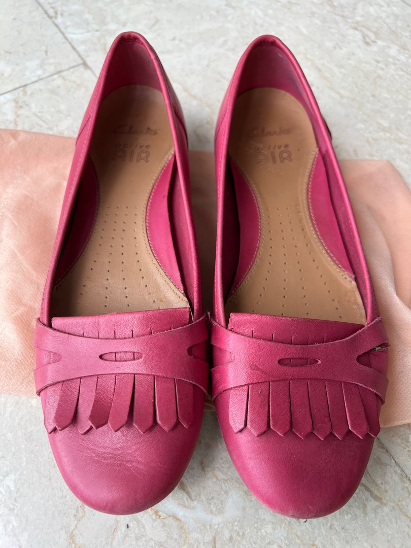 Pink Clarks Leather Loafers Women s Fashion Footwear Loafers on