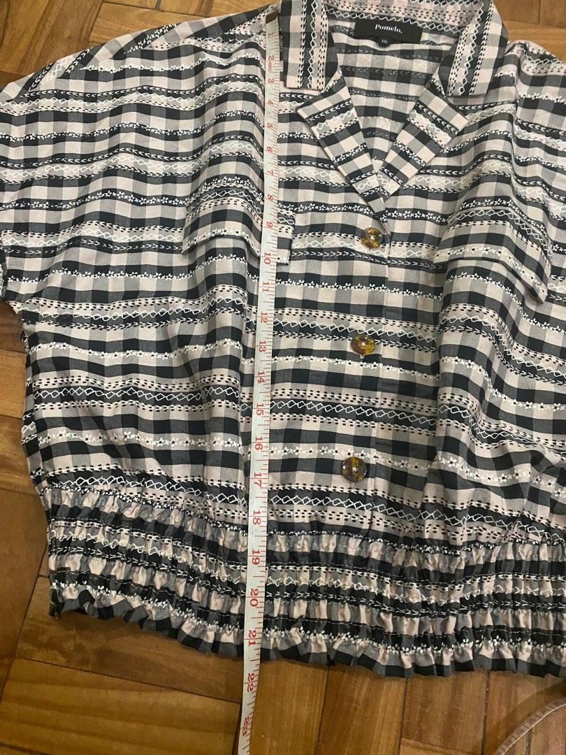 Pomelo singapore gingham smock top, Women's Fashion, Tops, Blouses on