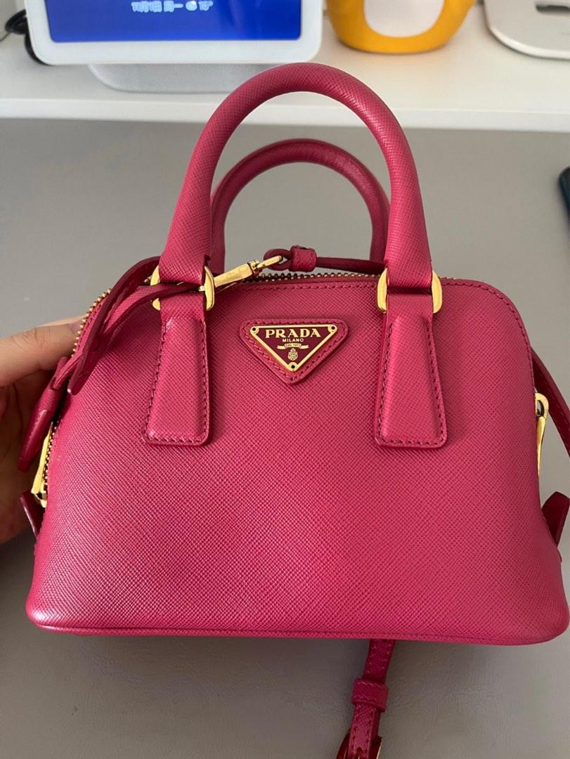 Prada Mini Saffiano Promenade Bag, Pink (Peonia)