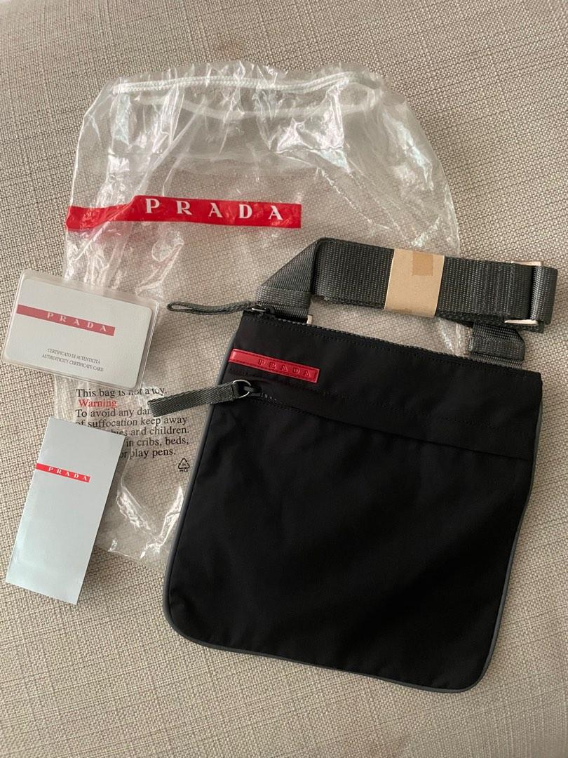 Prada man bag black and red deals