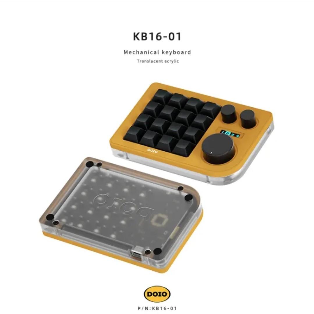 [DOIO KB16-01] anodized CNC aluminium mini 16 keys triple knob macropad ...