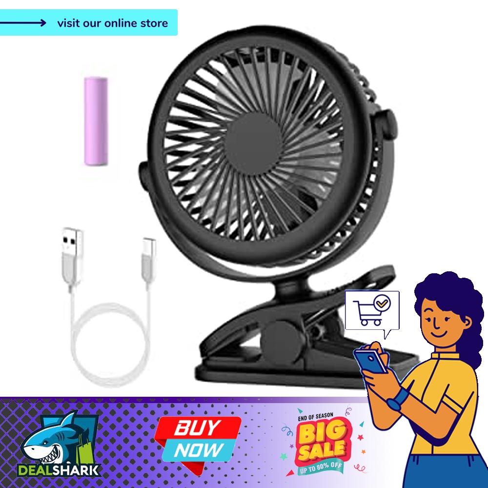 Stroller Fan Pink+Black Cambond Clip On Battery Operated Fan With 3 Adjustable Speed ，Bundle 