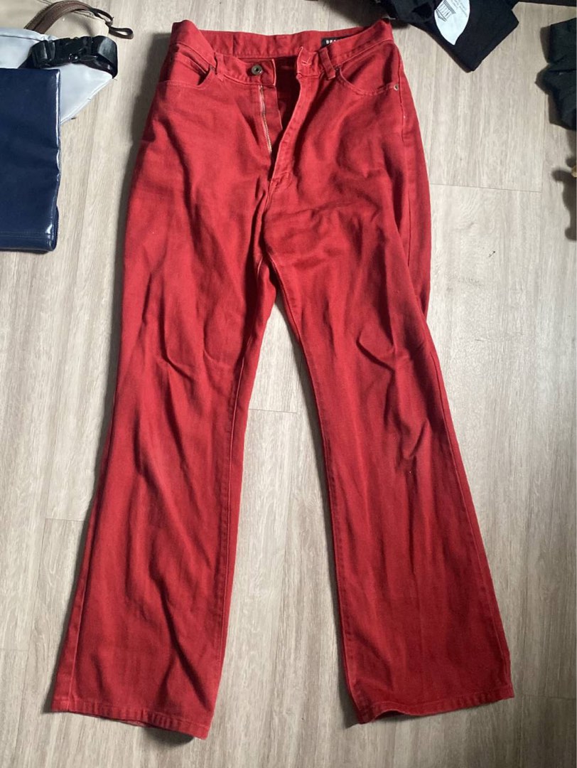 Red Cropped Flare Pants main image 1